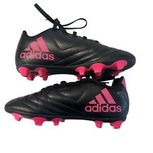 Adidas Kids Black and Pink Lace Up Soccer Cleats Sz 12K GUC